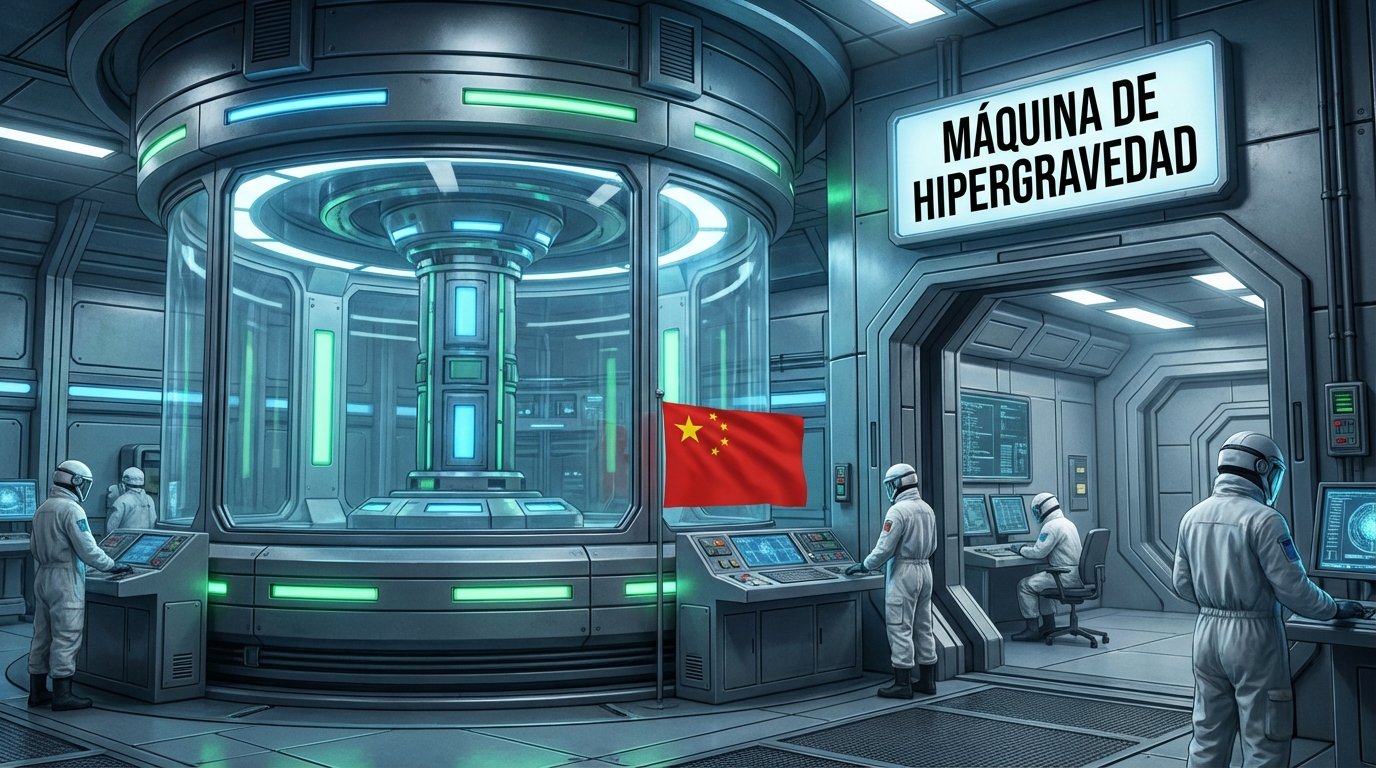 Centrifugadora hipergravitatoria de China, una impresionante máquina de acero que simula fuerzas gravitacionales extremas