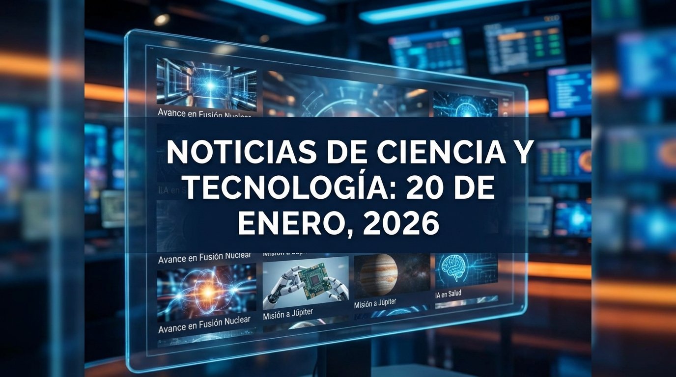 Collage de noticias científicas: telescopio ALMA, cohete Artemis II, cerebro humano, moléculas de ADN e inteligencia artificial